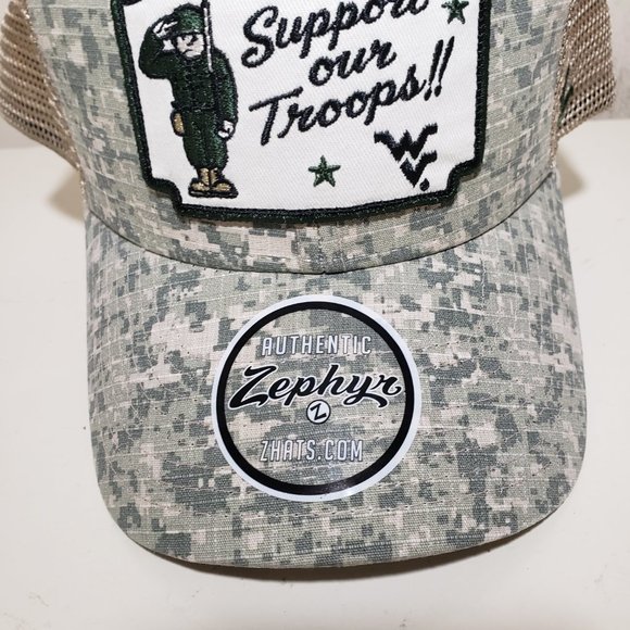 West Virginia Mountaineers Hat Cap Snap Back Camo Zephyr Support Our Troops OHT - Picture 3 of 13